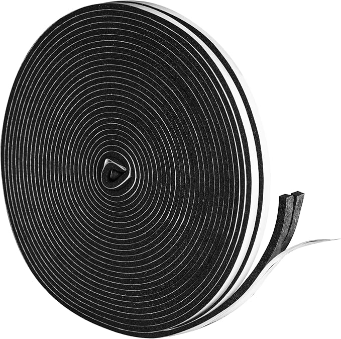 Foam Insulation Tape, 1/4In x 1/4In x 51Ft Weather Stripping Door Seal Strip for Doors and Windows,Sliding Door, Soundproofing Door Seal,Weatherstrip,Air Conditioning Seal Strip