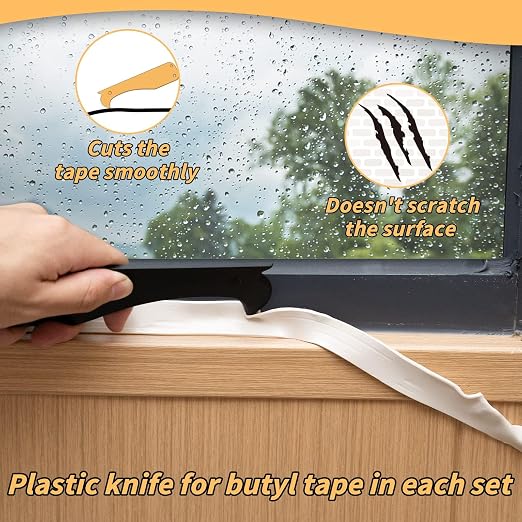 Oleitodh Butyl Seal Putty Tape White1 Inch x 120 Feet(4 Pack),Leak Proof Butal Tape for RV Repair, Window, Boat Sealing, Glass and EDPM Rubber Roof Patching