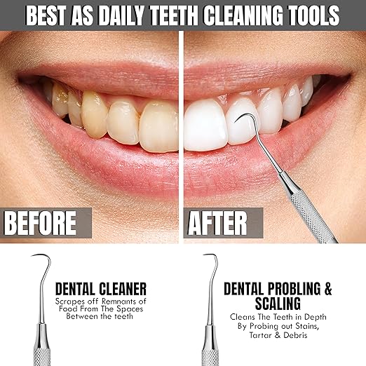 Professional Dental Tools |Tartar Scraper for Dentist, Personal Use and Pets | Plaque Remover for Teeth, Premium Oral Care Double Ended Hollow Scaler | U5/33 Japanese Stainless Steel