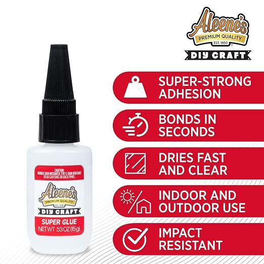 Aleene's DIY Craft Super Glue Liquid, Dries Clear, Strong Bond in Seconds, 0.53 oz.