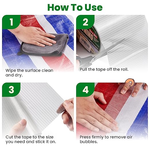 Awning Covers & Tarp Repair Tape - Waterproof Self Adhesive Patch Repair Kit | Patch Tapes for Awnings, Outdoor Canopies, Patio Window Awnings, Gazebos, Tents, RV, Canvas, Boat Covers (Clear Mesh, 5")