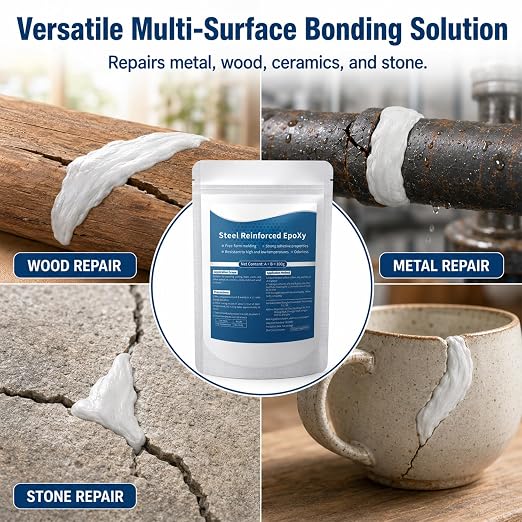 Steel Reinforced Epoxy Putty,Strong Clay Iron Adhesive,Waterproof 2-Part Repair Clay,High Strength Epoxy Clay,Multi-Purpose Filler Putty for Cracks Holes Pipes, Drillable Sandable Paintable (3PCS)