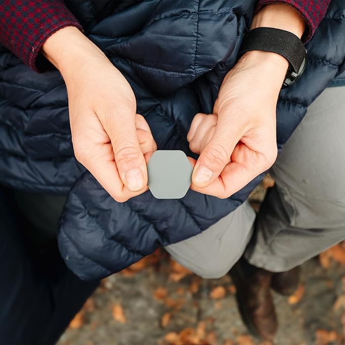 GEAR AID Tenacious Tape Hex – 2.5” & 1.5” Repair Patches (4 Patches: Two 2.5” & Two 1.5”, Gray) – Peel-and-Stick Outdoor Nylon Fabric to Fix Holes and Burns in Down Jackets, Rain Gear and Tents
