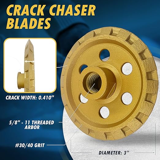 3.5" Crack Chaser Blade for Cured Concrete, Asphalt Repair or Joint Widen, Continuous Rim, 0.410" Width, 5/8"-11 Arbor