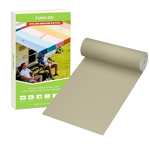 TIANLDD 4x78in Waterproof Repair Tape for Boat Covers,Tents,Tarp,RV Awning，Fabric Repair Tape(Light Grey)