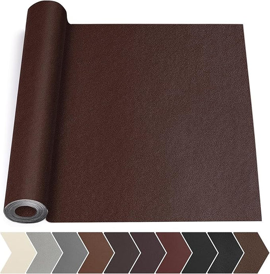 Leather Repair Tape, 17 X 79 in Leather Repair Kit for Furniture, Self Adhesive Repairing Patch Large Vinyl Patch Tape for Sofa, Couch, Car Interior, Car Seats(Dark Brown-Fine Grain)