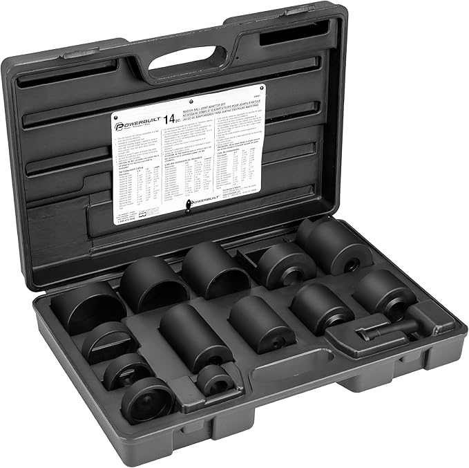 Powerbuilt 14 Piece Master Ball Joint Adapter Set, Fits for 2WD and 4WD Cars Trucks and SUV Ball Joint Tool, Compatible for Ball Joint Replacement and Repair - 940581