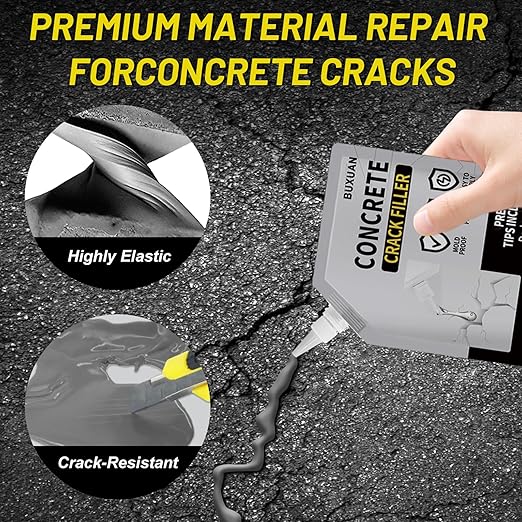 Concrete Crack Filler, Cement Crack Filler Outdoor, Waterproof Repair Sealant, Quick-Drying Sealing Adhesive, for Driveway, Walkway, Patio, Joint (1)
