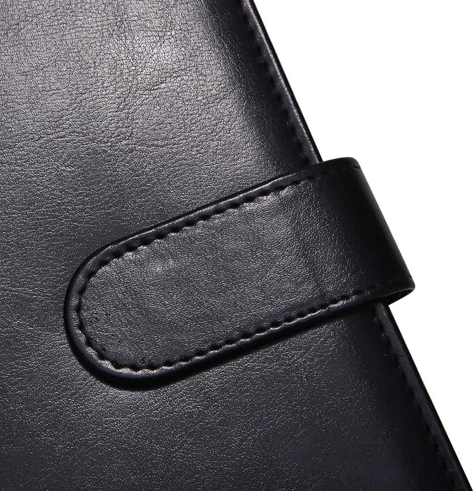 Mymazn Padfolio, Portfolio Folder, Legal Pad Holder, Resume Folder | Faux Leather Binder with Document Organizer, Business Card Holder, Letter-Size Notepad for Interview, Men & Women, Black
