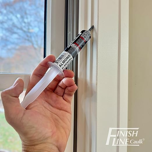 – Acrylic Urethane Elastomeric Sealant – Pre-Filled Precision Caulk Gun – Almond – 1 oz Tube – Flexible & Durable Sealant for Trim, Baseboards, and Small Cracks