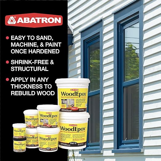 Abatron WoodEpox Kit - 2 Quart - 2-Part Structural Epoxy Adhesive Filler - Wood Filler Putty