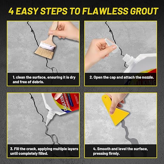 Concrete Crack Filler, Concrete Caulking Adhesive, Quick-Drying Sealant for Professionals, Heavy-Duty Crack Filler for Driveway, Caulking Glue Weather Resistant Type(3PCS)