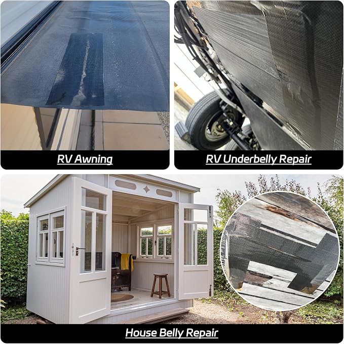 RV Underbelly Tape, Waterproof Flexible Permanent Sealing Adhesive Patch, Heavy Duty Tear Repair Tape for Mobile Home, Camper and Travel Trailer (8" x 33')