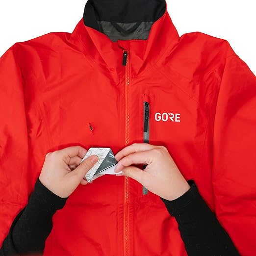 GEAR AID Tenacious Tape Gore-TEX Fabric Patches for Waterproof Jacket & Rain Gear Repair, Black, 2.5” x 2.8” Hex & 2.5” x 4” Rectangle, 2 Patches