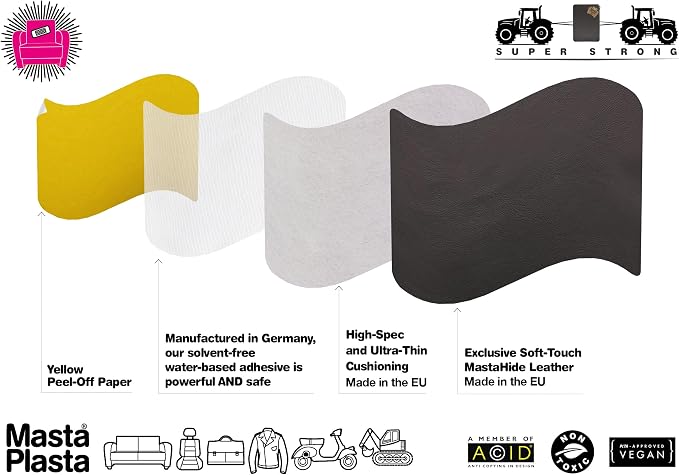 MASTAPLASTA Original Leather Repair Tape - Light Gray 60" x 4" (150 x 10 cm). Upholstery-Quality. Quick and Easy Leather Repair Patch Self Adhesive for Couch, Leather Patches for Car Seats