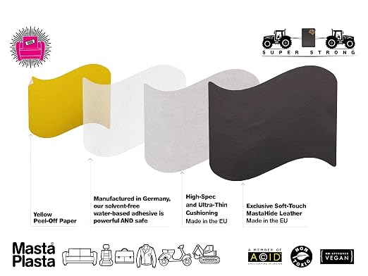 MastaPlasta Self-Adhesive Premium Leather Repair Patch - Bronze 8in x 4in (20 x 10 cm). Your Instant Stick-On Upholstery-Quality Leather Repair Kit for Couches, Car Interiors, Bags & DIY