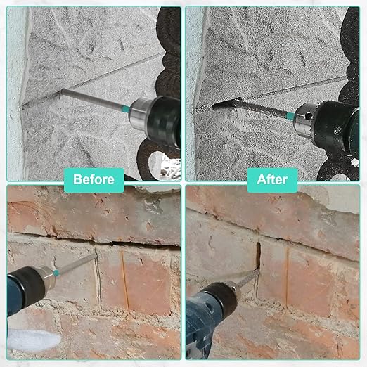 Diamond Mortar Raking Bit (7.2mm x 74mm) Brickwork Joint Mortar Removal and Tuck Pointing for Old Mortar,Blown,Damaged Bricks or Natural Stone Removal,Round Shank,2pcs