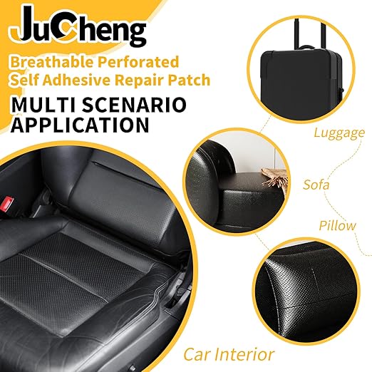 JuCheng Breathable Leather Repair Kit, 20x120inch Perforated Self-Adhesive Leather Repair Patch for Furniture, Cars, Office Chairs (Beige)