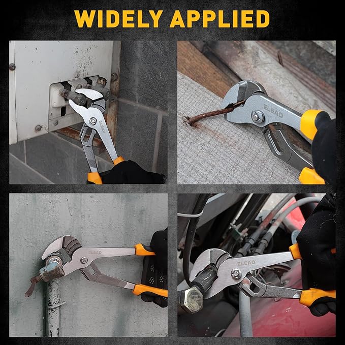 ELEAD 4-Piece Groove Joint Pliers Set, 12/10/8/6 Inch Adjustable Water Pump Pliers with Tool Roll Bag, Tongue and Groove for Home Repair, Gripping, Nuts, Bolts, Pipe & Fittings