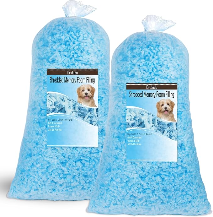 DR.DUDU 10lbs Pillow Stuffing for Couch Pillows Bean Bag Filler | Shredded Memory Foam, For Couch Cushion Dog Bed Chair Arts Crafts