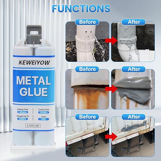 Heavy Duty Metal Glue | Muffler & Metal Repair Kit, Waterproof High Temperature Resistant Liquid Weld, Bonds Metals, Plastics, Aluminum, Stainless Steel, Ceramics, Fiberglass