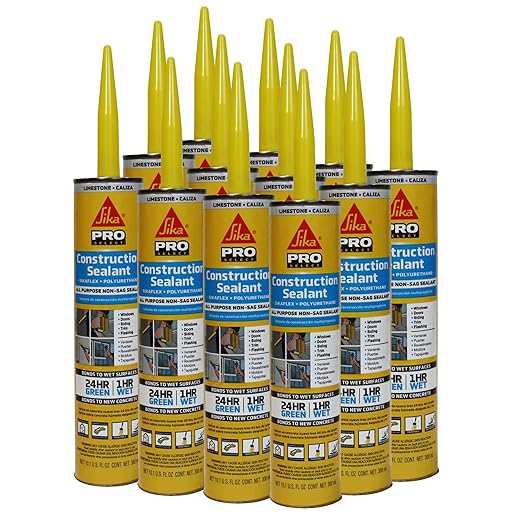 SIKA Sikaflex Construction Sealant, 12-Pack, 10.1 fl oz, Limestone – All-Purpose Polyurethane for Joints 1/2" or Smaller, Strong, Weatherproof, Paintable, Ideal for Masonry, Wood, Metal & Concrete