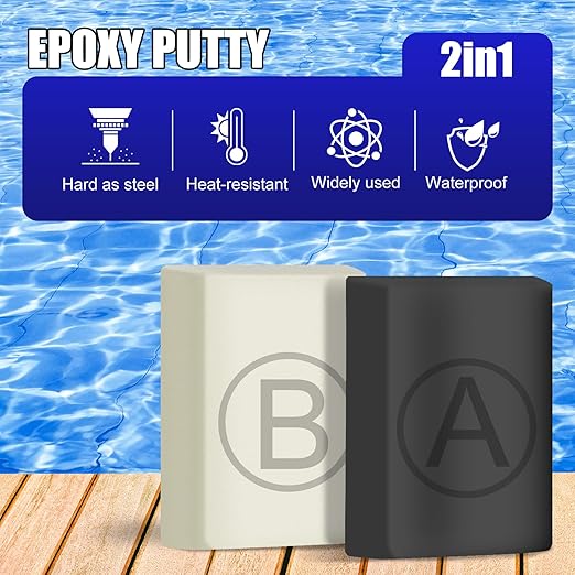 Epoxy Putty 10oz/280g Pool Putty - 2 Part A&B Epoxy Sculpt Clay, Waterproof Filler for Underwater/Above Fast Repair, Pipes, Leaks, Cracks, Holes, Bonds Plastic, Wood, Metal, Tile, Ceramics (Grey)