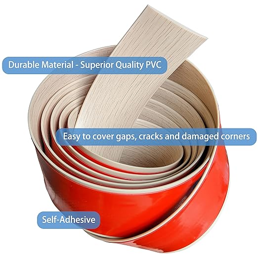 Floor Transition Strip Self-Adhesive Cover Strips Threshold Repair Floor Gap Vinyl Flooring Transitions Laminate Floor Flat Divider Strip Minimalism Oak Wood Grain Design 6.6FT (4cm, Beige)