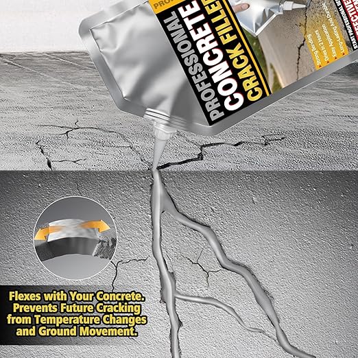 Concrete Crack Filler, 17.63Floz High Elasticity Liquid Cement Crack Filler, Self-Leveling Waterproof Repair Sealant for Driveway, Walkway, Patio, Hole, Indoor & Outdoor -Quick Drying, Permanent Fix