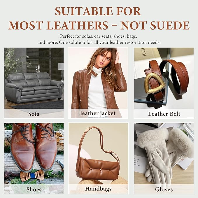 Leather Recoloring Balm Leather Color Restorer Scratch Repair Leather Paint for Furniture Couches Leather Dye and Scratched Leather with Leather Conditioner, Beige