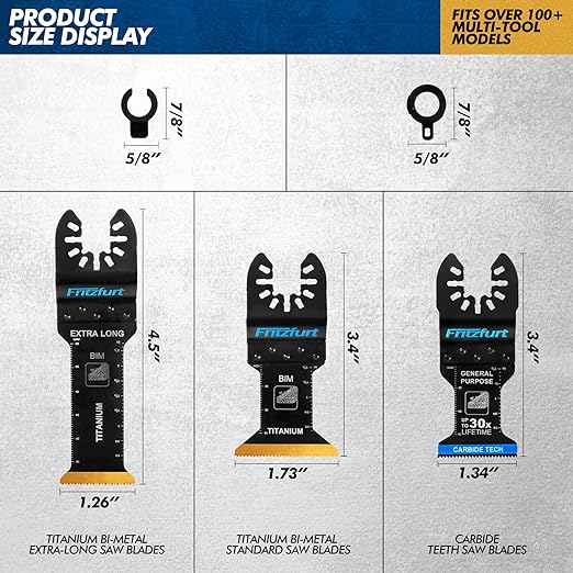 3PCS Oscillating Saw Blades, Professional Universal Titanium Multitool Blades for Wood Plastics Metal, Quick Release Multi Tool Kits