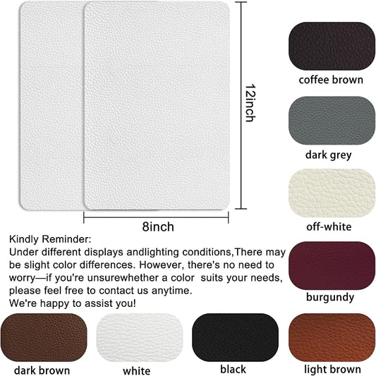 Self Adhesive Leather Repair Patch,8x12 inch Vinyl Repair Kit,Leather Repair Kit for Furniture,Car Seat,Couch,Office Chair,2 Pcs White