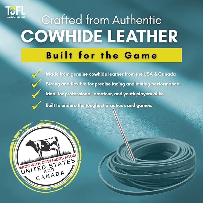TOFL Softball and Baseball Glove Lace Kit | Mitt Lace Glove Repair Lacing Kit | 2 Leather Laces with Lacing Needle for Catchers Glove