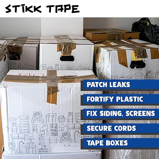 STIKK Duct Tape - Blue Duck Tape - 3 inch x 25 Yards - Heavy Duty Tape for Repairs, Household Projects - for Commercial HVAC and Construction - Effective Heavy Duty Waterproof Duct Tape