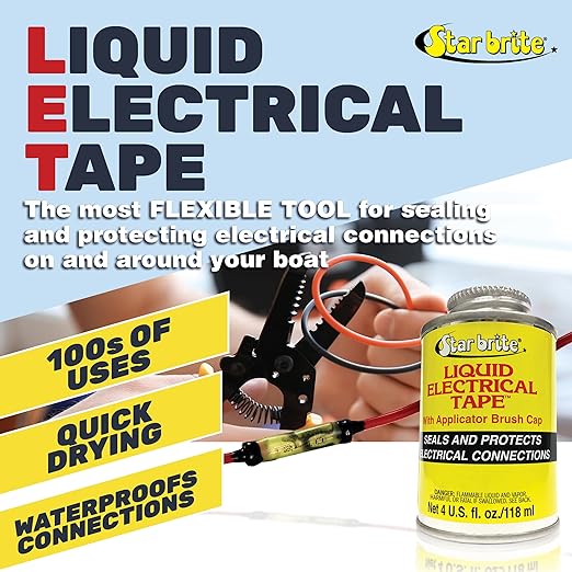 STAR BRITE Liquid Electrical Tape - Superior Adhesion and Flexible Protection for Frayed Cables, Terminals, and Electric Splices