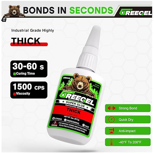 1 Oz Thick Liquid Clear Super Glue + 3g Gel Glue, Cyanoacrylate Adhesive for Woodworking Large Gap, Rubber, Metal, Glass, Leather, Crafts & Repairs