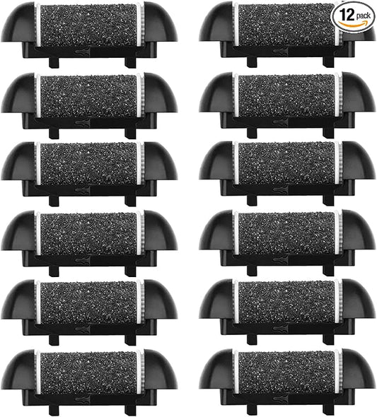 12 Pack Replacement Refill Rollers for Electric Foot File Callus Remover Pedicure Kit Tools Grinding Roller Head for Hard Callus and Tough Dead Skin (12pcs Extra Coarse)