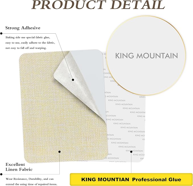 KING MOUNTAIN Coarse Linen Repair Patches, Self-Adhesive Fabric, 8X11 Inch 2 PCS, Multi Color, for Sofa (Beige 1.0)