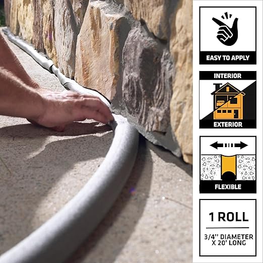 Sika - Polyethylene Foam - Closed Cell Backer Rod (Gray) - to Fill Joints and Cracks Before applying sealant - Water-Resistant, Flexible - 3/4" x 20' (Pack of 6)