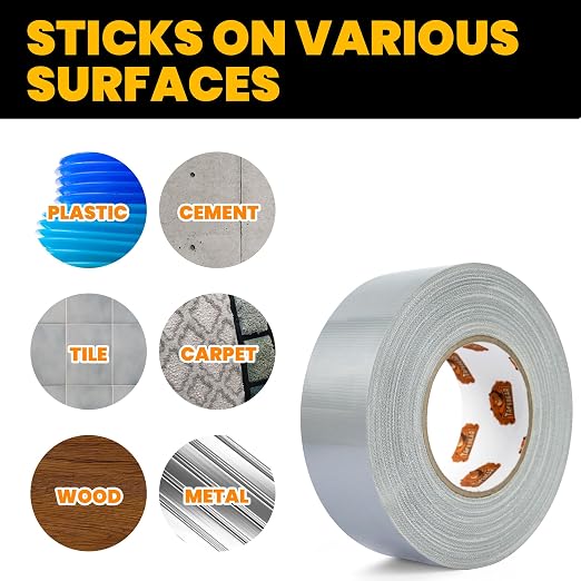 TAPEBEAR 16.5mil Thick Silver Duct Tape Heavy Duty 1.88" x 105FT, Strong Tough Utility Ducting Tape Waterproof, No Residue, Flexible, Hand Tear Binding Tape for Bundle, Patch, Protect & Repair