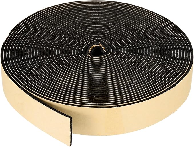 PATIKIL Foam Insulation Tape, 1-3/8" W x 1/8" t x 32.8FT Self Adhesive Weather Stripping Door Seal Strip for Door Window Air Conditioning, Black