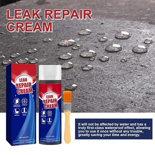 Leak Repair Waterproof Sealant with Brush, 100ml, Leak Repair Cream, Waterproof Roof Leaks Repairs Sealers, Canned Filler Cream for Drainpipes and Gutter Interior Exterior