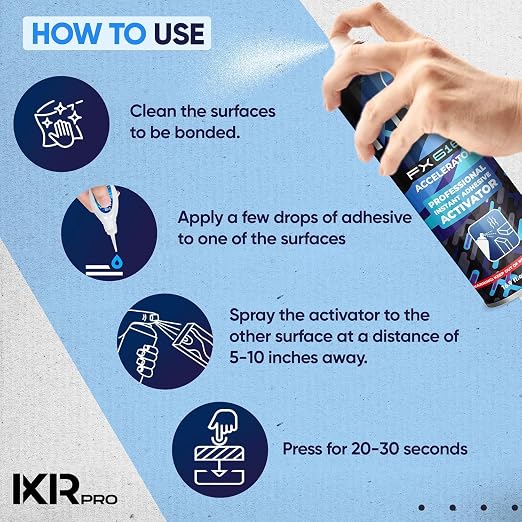 ixirpro CA Glue Activator Spray (6x16.9 oz) – Super Glue Accelerator for Instant Bonding | Fast-Drying Cyanoacrylate Activator for Woodworking, Plastic, Metal, 3D Printing, Guitar, DIY, and Repairs
