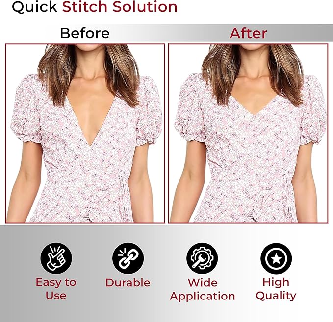 Stitch Gun for Clothes - Micro Stitch Tool for Quick Clothing Fixes & Hemming, Mini Handheld Quick Repair Sewing Gun, includes 6 Needles & 2000 Micro Fasteners (4.4mm), Works on All Fabrics (Pink)