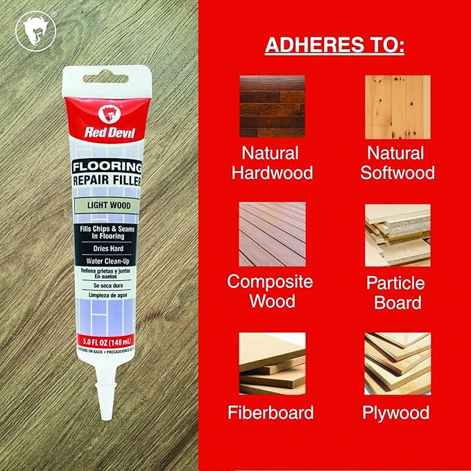 Red Devil 056020 Flooring Repair Filler, 5 oz., Light Wood, 4 Pack