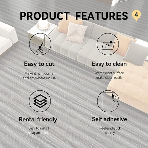 Wood Grain Peel and Stick Floor Tiles – 11.8” Width, Full Roll Length of 394" – Versatile Design for Any Space, Self Adhesive Vinyl Flooring, Waterproof and Non-Slip Features