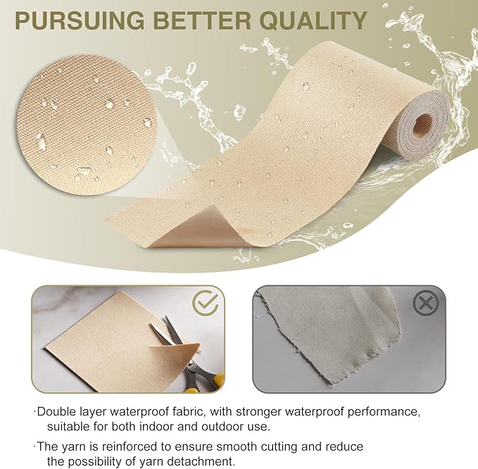 Gheeidau Canvas Repair Tape 4×70 Inch Waterproof Self-Adhesive Fabric Repair Patch for Repairing Boat Covers,Tents,Patio Umbrellas,Car Seats,Luggage,Sofas.(Beige Yellow)