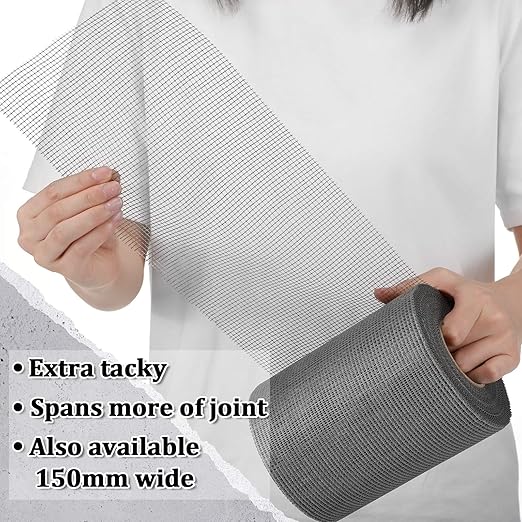 150 ft x 6 Inch Cement Board Joint Tape Self Adhesive Durable Gray Fiberglass Mesh Drywall Mesh Repair Tape for Cement Board Joints Repairing, Sealing and Strengthening