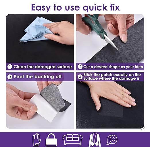 Leather Repair Patch Tape 8×12 inch 2 pcs Furniture Leather Strong Self Adhesive Tape for Sofas Couch Car Seats Cabinets Bags Anti Scratch Patches First Aid Patch Fixing Leather Wine Red