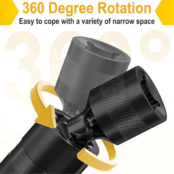 16mm Spark Plug Socket, Thin Wall 3/8" Drive Spark Plug Sockets Removal Tool, 12 Point, Magnetic Swivel 5/8" Spark Plugs Socket for Most Car Models (Black)